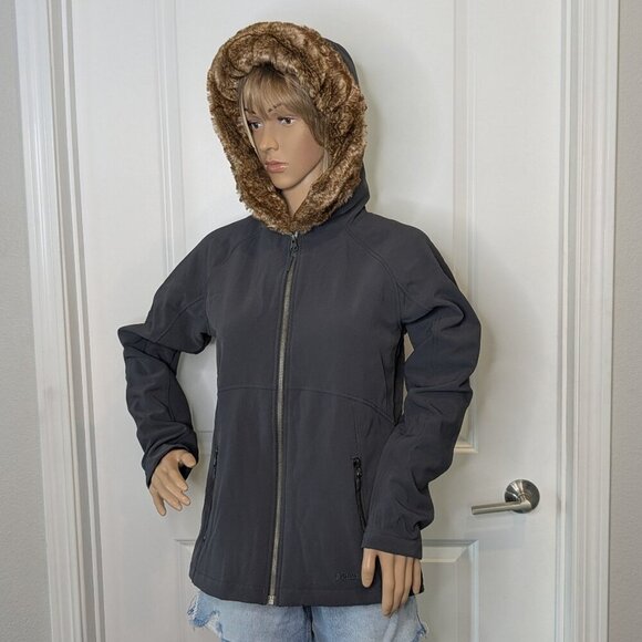 Marmot Jacket Women's Medium Gray Soft Shell Furlong Hooded Stretch Faux Fur - Picture 2 of 16